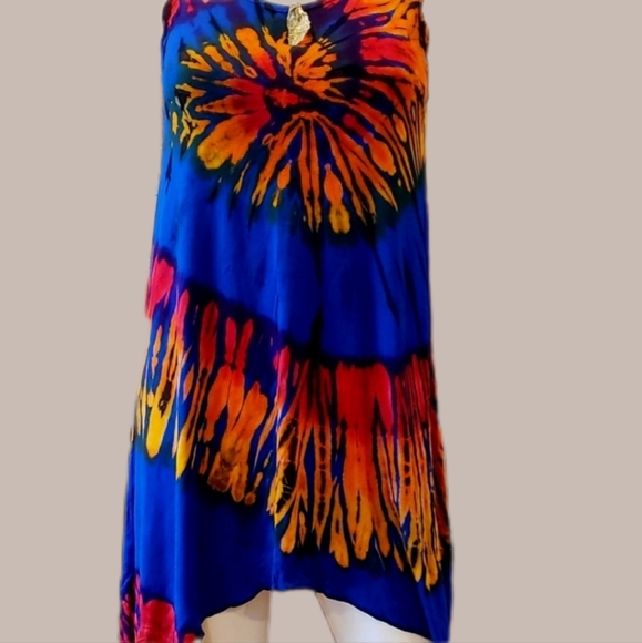 TIE DYE Asym. Top/ Dress Swim CU-*5 Colors Avail*OS NEW - Picture 4 of 6